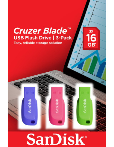 MEMORY DRIVE FLASH USB2 16GB/3PCS SDCZ50C-016G-B46T SANDISK