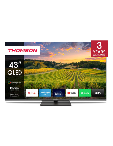 TV Set, THOMSON, 43", 4K/Smart, QLED, 3840x2160, Bluetooth, Google TV, 43QG5C14