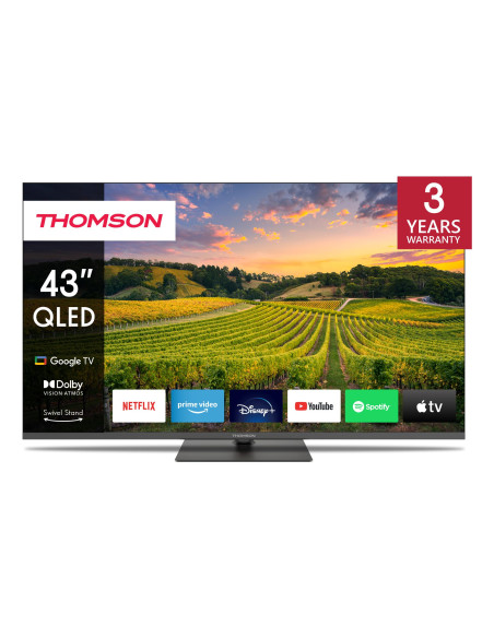 TV Set, THOMSON, 43", 4K/Smart, QLED, 3840x2160, Bluetooth, Google TV, 43QG5C14