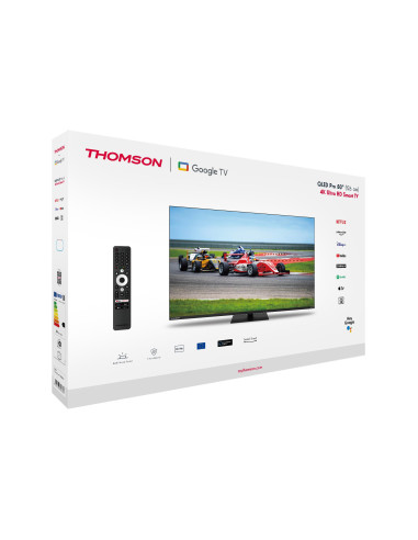 TV Set, THOMSON, 50", 4K/Smart, QLED, 3840x2160, Wireless LAN, Bluetooth, Google TV, Black, 50QG7C14