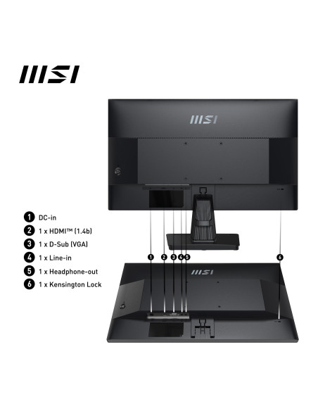 LCD Monitor, MSI, PRO MP251, 24.5", Business, Panel IPS, 1920x1080, 16:9, 100 Hz, 1 ms, Speakers, Colour Black, PROMP251