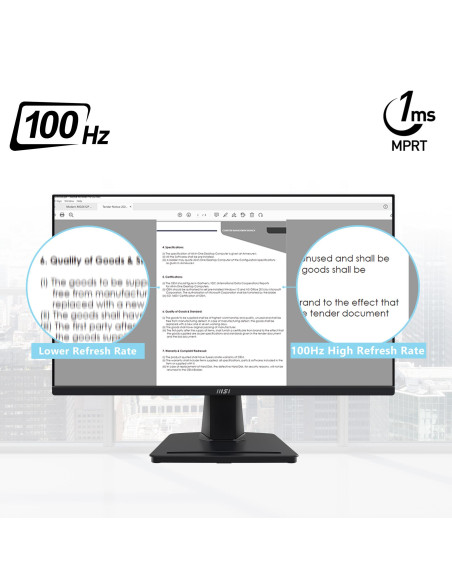 LCD Monitor, MSI, PRO MP251, 24.5", Business, Panel IPS, 1920x1080, 16:9, 100 Hz, 1 ms, Speakers, Colour Black, PROMP251