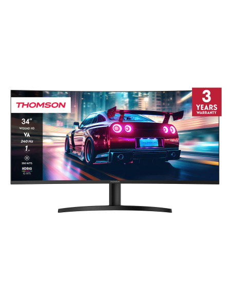 LCD Monitor, THOMSON, 34 ", 3440 x 1440 pixels, UltraWide Quad HD, LCD, Curved, M34QG7Y14C