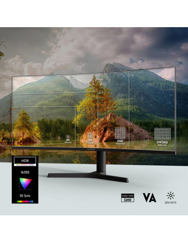 LCD Monitor, THOMSON, 34 ", 3440 x 1440 pixels, UltraWide Quad HD, LCD, Curved, M34QG7Y14C