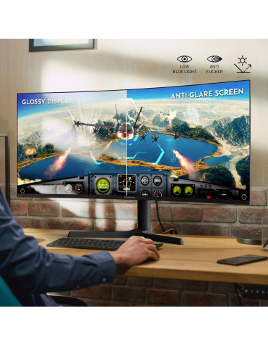 LCD Monitor, THOMSON, 34 ", 3440 x 1440 pixels, UltraWide Quad HD, LCD, Curved, M34QG7Y14C