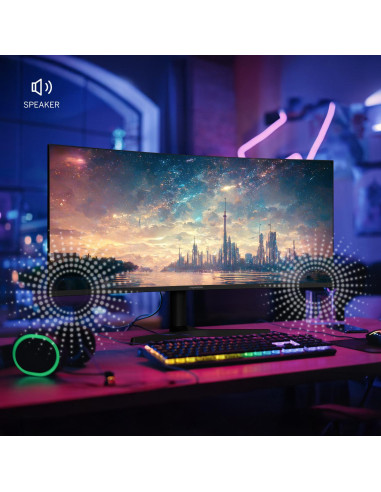 LCD Monitor, THOMSON, 34 ", 3440 x 1440 pixels, UltraWide Quad HD, LCD, Curved, M34QG7Y14C