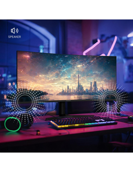 LCD Monitor, THOMSON, 34 ", 3440 x 1440 pixels, UltraWide Quad HD, LCD, Curved, M34QG7Y14C