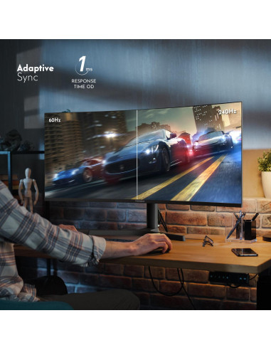 LCD Monitor, THOMSON, 34 ", 3440 x 1440 pixels, UltraWide Quad HD, LCD, Curved, M34QG7Y14C