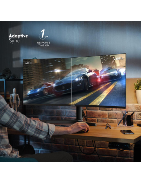 LCD Monitor, THOMSON, 34 ", 3440 x 1440 pixels, UltraWide Quad HD, LCD, Curved, M34QG7Y14C