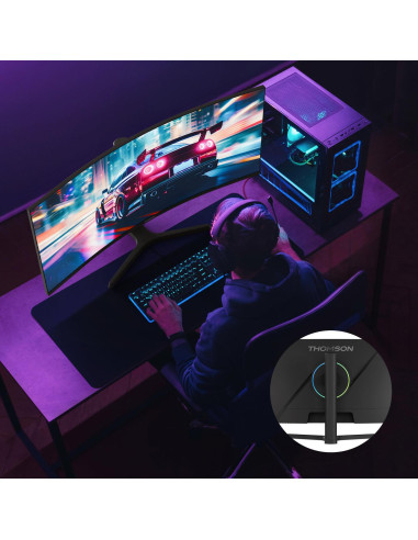 LCD Monitor, THOMSON, 34 ", 3440 x 1440 pixels, UltraWide Quad HD, LCD, Curved, M34QG7Y14C