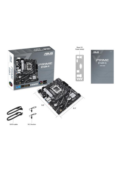 Mainboard, ASUS, Intel B760 Express, LGA1700, Micro-ATX, Memory DDR5, Memory slots 2, 2xPCI-Express 4.0 1x, 1xPCI-Express 4.0 1