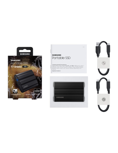 External SSD, SAMSUNG, T7, 4TB, USB 3.2, Write speed 1000 MBytes/sec, Read speed 1050 MBytes/sec, MU-PE4T0S/EU