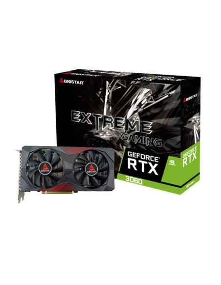Graphics Card, BIOSTAR, NVIDIA GeForce RTX 3060, 12 GB, GDDR6, 192 bit, PCIE 4.0 16x, GPU 1320 MHz, Dual Slot Fansink, 1xHDMI, 