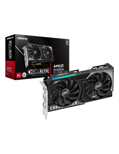 Graphics Card, ASROCK, AMD Radeon RX 9060 XT, 8 GB, GDDR6, 128 bit, PCIE 5.0 16x, Dual Slot Fansink, RX9060XTCL8GO