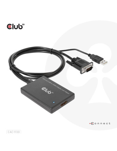 I/O ADAPTER VGA TO HDMI+USB/0.6M M/F CAC-1720 CLUB3D