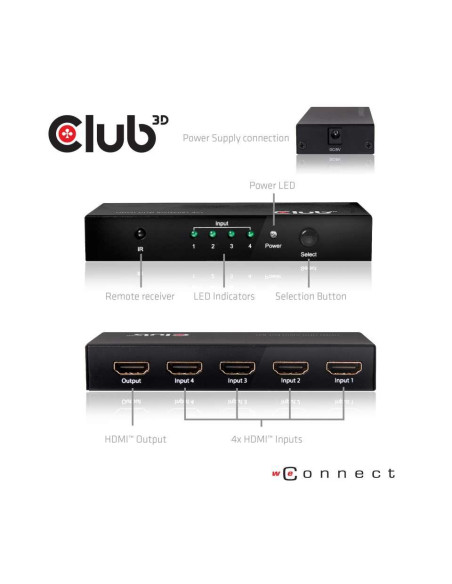 VIDEO SWITCH HDMI 4PORT/CSV-1370 CLUB3D