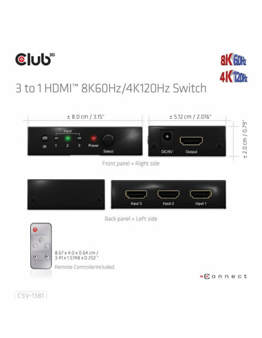 VIDEO SWITCH HDMI 3PORT/CSV-1381 CLUB3D