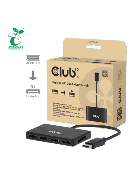 I/O ADAPTER DP TO DP QUAD/CSV-7400 CLUB3D