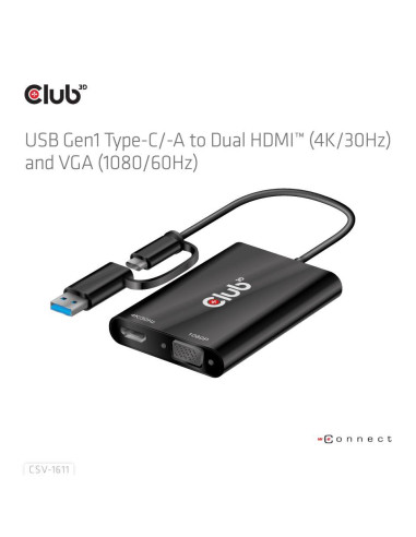 I/O ADAPTER USB-C TO HDMI/VGA/CSV-1611 CLUB3D