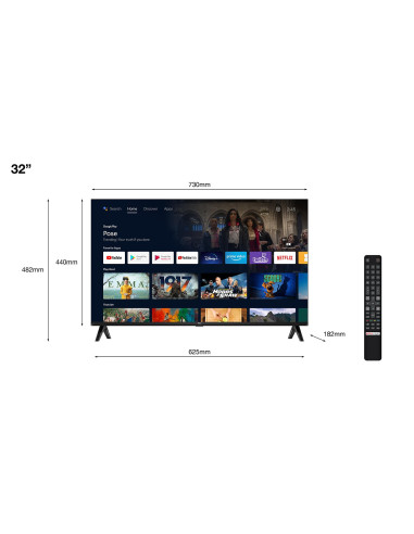 TV Set, TCL, 32", Smart/HD, 1366x768, Wireless LAN, Android TV, 32S5400A
