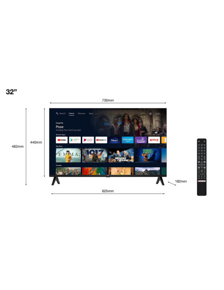 TV Set, TCL, 32", Smart/HD, 1366x768, Wireless LAN, Android TV, 32S5400A