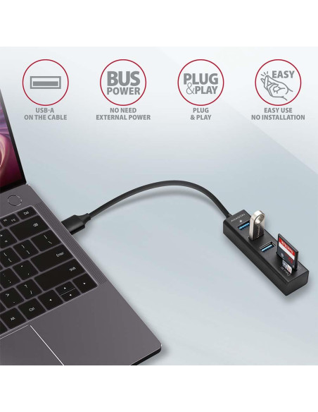I/O HUB USB3.2 3P SD/MICROSD/0.2M HMA-CR3A AXAGON