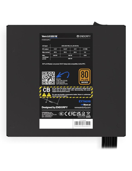 Power Supply, ENDORFY, ATX, PC, 200 - 240 V, 550 W, EY7A016