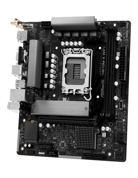 Mainboard, ASROCK, Intel H810, LGA 1851 (Socket V1), micro ATX, RAM DDR5-SDRAM, 2xSlots, Wi-Fi Yes, Bluetooth Yes, 1xNumber of 