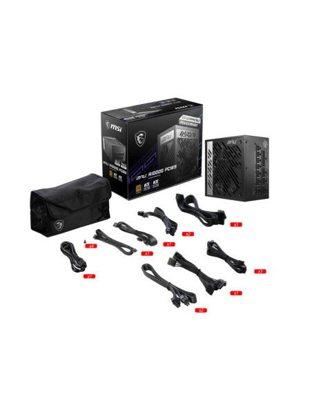 Power Supply, MSI, 1000 Watts, Efficiency 80 PLUS GOLD, PFC Active, MPGA1000GPCIE5