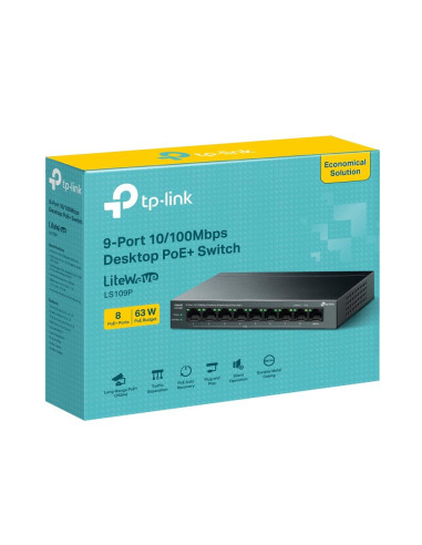 Switch, TP-LINK, LS109P, PoE+ ports 8, LS109P