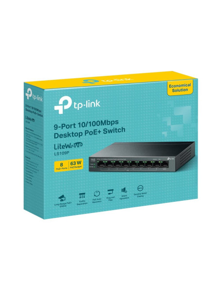 Switch, TP-LINK, LS109P, PoE+ ports 8, LS109P