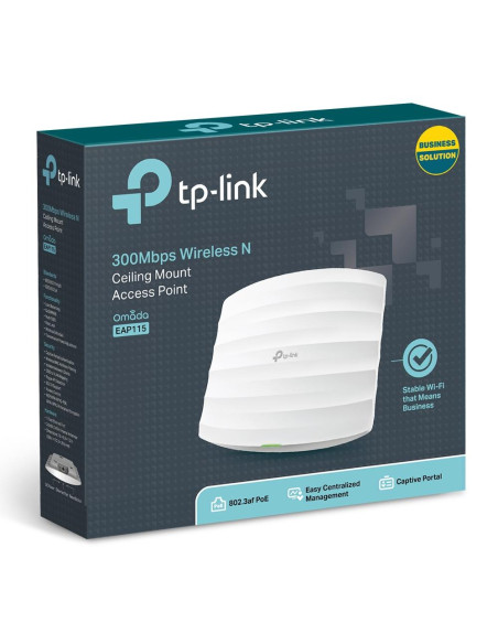 Access Point, TP-LINK, Omada, 300 Mbps, IEEE 802.3af, IEEE 802.11b, IEEE 802.11g, IEEE 802.11n, 1xRJ45, Number of antennas 2, E