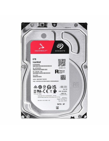 HDD, SEAGATE, IronWolf, 6TB, SATA, 256 MB, 5400 rpm, Discs/Heads 4/8, 3,5", ST6000VN006