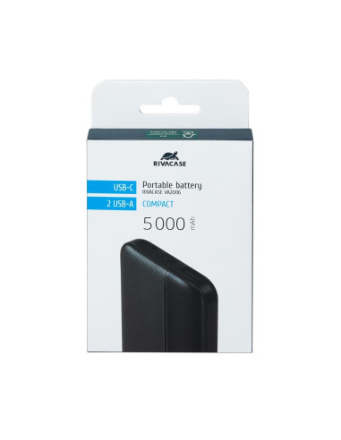 POWER BANK USB 5000MAH/VA2006 BLACK RIVACASE