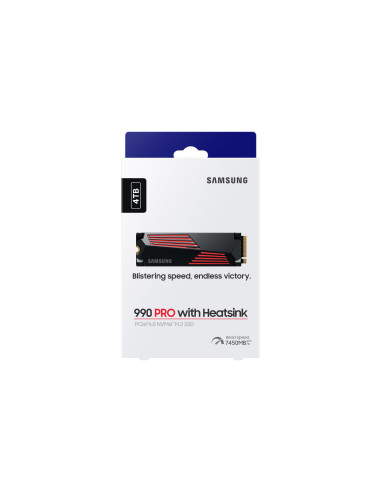 SSD, SAMSUNG, 990 PRO with Heatsink, 4TB, M.2, PCIe Gen4, NVMe, TLC, Write speed 6900 MBytes/sec, Read speed 7450 MBytes/sec, 2