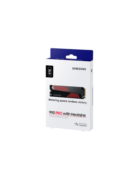 SSD, SAMSUNG, 990 PRO with Heatsink, 4TB, M.2, PCIe Gen4, NVMe, TLC, Write speed 6900 MBytes/sec, Read speed 7450 MBytes/sec, 2