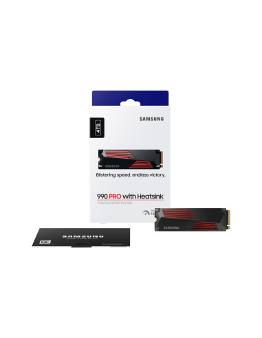 SSD, SAMSUNG, 990 PRO with Heatsink, 4TB, M.2, PCIe Gen4, NVMe, TLC, Write speed 6900 MBytes/sec, Read speed 7450 MBytes/sec, 2