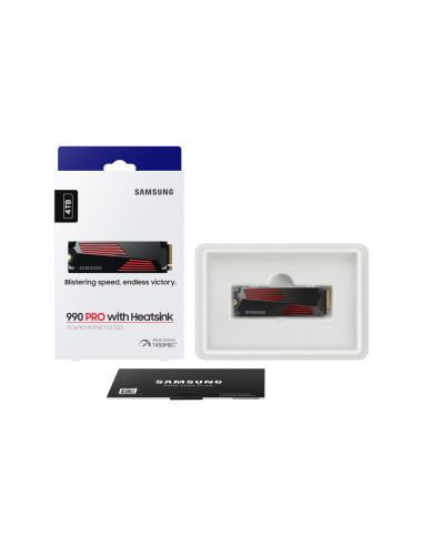 SSD, SAMSUNG, 990 PRO with Heatsink, 4TB, M.2, PCIe Gen4, NVMe, TLC, Write speed 6900 MBytes/sec, Read speed 7450 MBytes/sec, 2