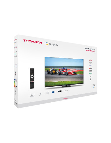 TV Set, THOMSON, 55", 4K/Smart, QLED, 3840x2160, Wireless LAN, Bluetooth, Google TV, Black, 55QG7C14