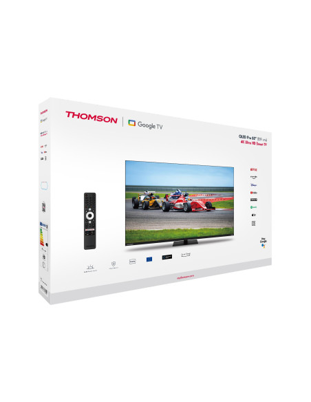 TV Set, THOMSON, 55", 4K/Smart, QLED, 3840x2160, Wireless LAN, Bluetooth, Google TV, Black, 55QG7C14