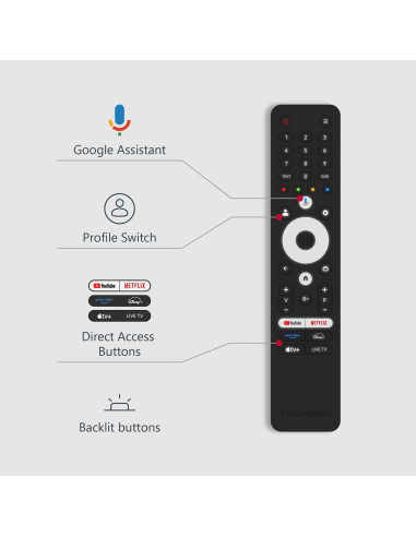 TV Set, THOMSON, 55", 4K/Smart, QLED, 3840x2160, Wireless LAN, Bluetooth, Google TV, Black, 55QG7C14