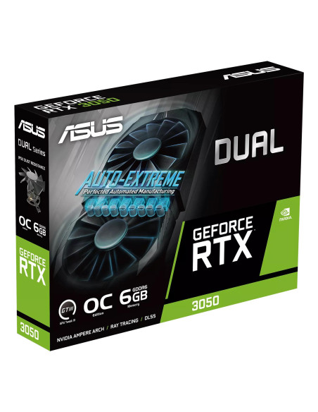 Graphics Card, ASUS, NVIDIA GeForce RTX 3050, 6 GB, GDDR6, 96 bit, PCIE 4.0 16x, Dual Slot Fansink, 1xDVI-D, 1xHDMI, 1xDisplayP