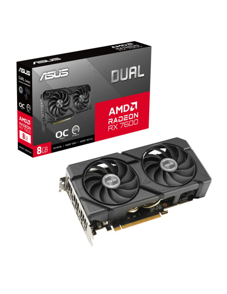 Graphics Card, ASUS, AMD Radeon RX 7600, 8 GB, GDDR6, 128 bit, PCIE 4.0 8x, Two and Half Slot Fansink, 1xHDMI, 3xDisplayPort, D