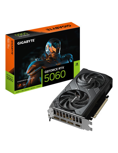 Graphics Card, GIGABYTE, NVIDIA, GeForce RTX 5060, 2512 MHz, 8 GB, GDDR7, 128 bit, PCI Express 5.0, Active, GV-N5060WF2MAXOC-8G