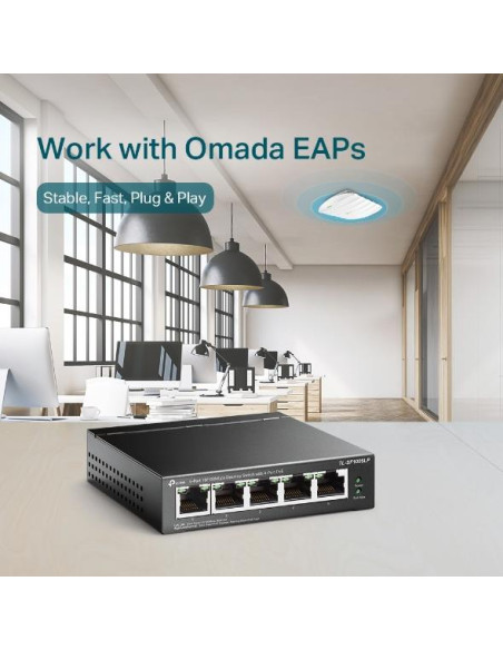 Switch, TP-LINK, 5x10Base-T / 100Base-TX, PoE ports 4, TL-SF1005LP