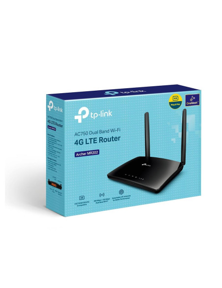 Wireless Router, TP-LINK, Router, 750 Mbps, LAN WAN ports 1, Number of antennas 2, 4G, ARCHERMR202