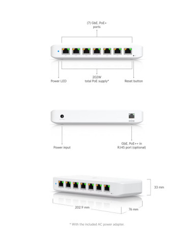 Switch, UBIQUITI, Ultra, USW-Ultra-210W (202W), 30 Watts, USW-ULTRA-210W