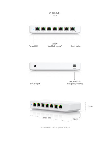 Switch, UBIQUITI, Ultra, USW-Ultra-210W (202W), 30 Watts, USW-ULTRA-210W