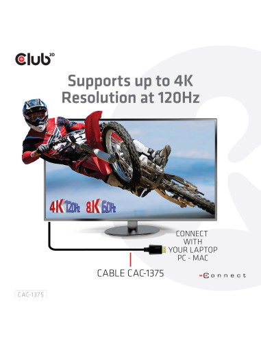 CABLE HDMI TO HDMI 5M/M/M CAC-1375 CLUB3D