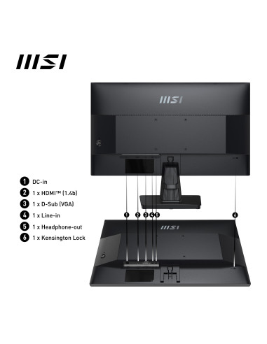 LCD Monitor, MSI, PRO MP251, 24.5", Business, Panel IPS, 1920x1080, 16:9, 100 Hz, 1 ms, Speakers, Colour Black, PROMP251